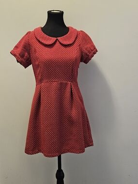 Red Polka Dot Peter Pan Collar Dress - Women's